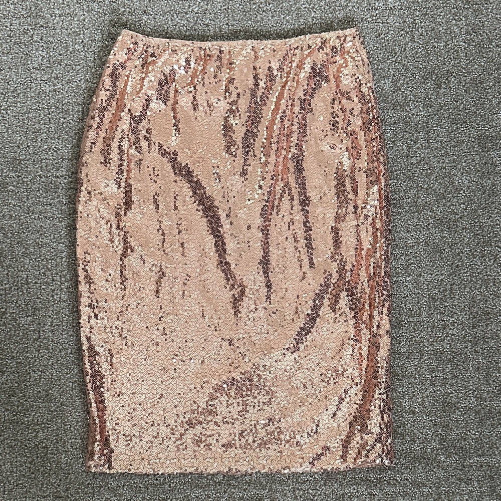 Sequin Pencil Skirt - Rose Gold